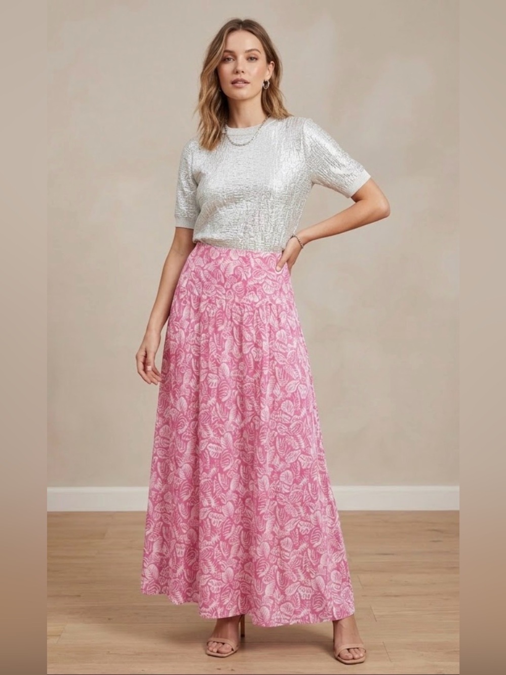 Sky to moon Maxi Skirt, Boho, Floral, Bright